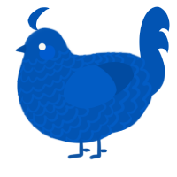 A ultramarine chicken with a lace pattern