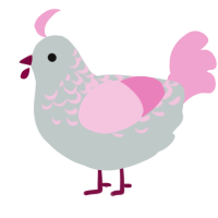 A silver and pink chicken with a half-lace pattern