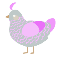 A silver and lavender chicken with a lace pattern