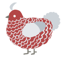 A red and mist chicken with a lace pattern