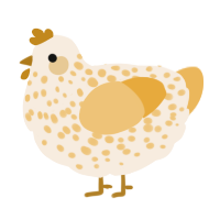A cream and honey chicken with a speckle pattern
