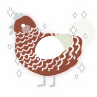 A russet and white chicken with a lace pattern