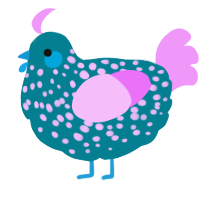 A sea and lavender chicken with a speckle pattern