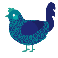 A sea and navy chicken with a double-lace pattern