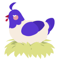 A cream and indigo chicken with a head pattern