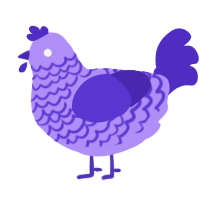 A lilac and indigo chicken with a lace pattern