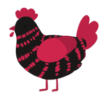 A sable and crimson chicken with a bar pattern