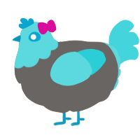 A grey and aqua chicken with a head pattern