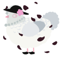 A white and mist chicken with a half-lace pattern