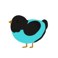 bread, a aqua and sable chicken with a head pattern