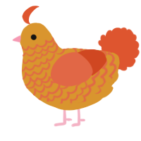 A orange and vermilion chicken with a lace pattern