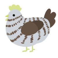 A mist and bark chicken with a bar pattern