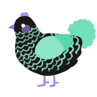 A sable and mint chicken with a lace pattern