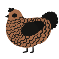 A brown and black chicken with a lace pattern