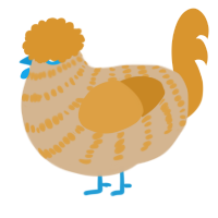 A beige and orange chicken with a bar pattern