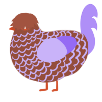 A russet and lilac chicken with a lace pattern