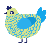 A lemon and sky chicken with a lace pattern