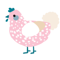 A rose and cream chicken with a speckle pattern