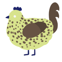 A lemon and bark chicken with a speckle pattern