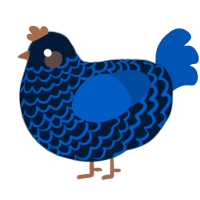 A tumblr and ultramarine chicken with a lace pattern