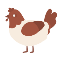 A cream and russet chicken with a head pattern