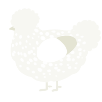 A white chicken with a speckle pattern