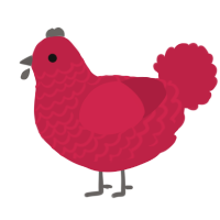 A crimson chicken with a lace pattern