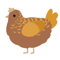 A brown and orange chicken with a half-lace pattern