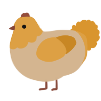A beige and orange chicken with a head pattern