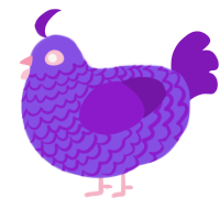 A blurple and violet chicken with a lace pattern