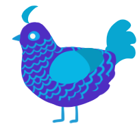 A indigo and cerulean chicken with a lace pattern