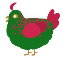 A leaf and crimson chicken with a half-lace pattern