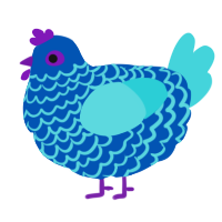 A ultramarine and aqua chicken with a lace pattern