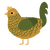 Samuel, a gold and olive chicken with a lace pattern