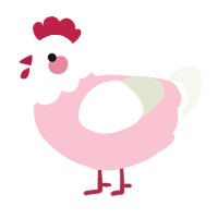 A rose and white chicken with a head pattern