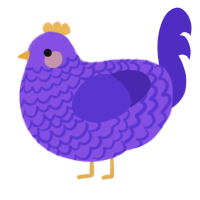 A blurple and indigo chicken with a lace pattern
