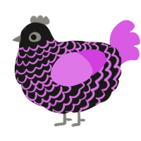 A sable and orchid chicken with a lace pattern