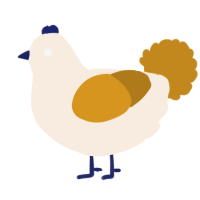 A cream and ochre chicken