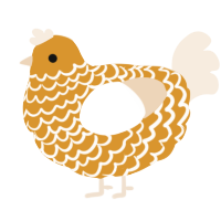 A orange and cream chicken with a lace pattern