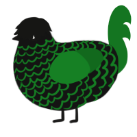 A black and leaf chicken with a lace pattern