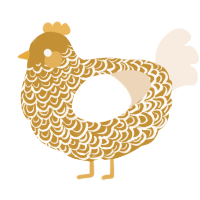 A gold and cream chicken with a double-lace pattern