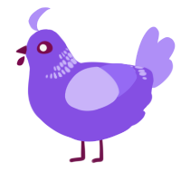 A blurple and lilac chicken with a neck-band pattern