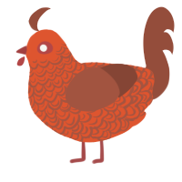 A vermilion and russet chicken with a double-lace pattern