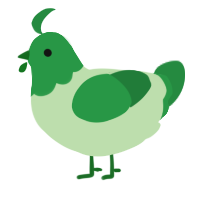 A gluppy and viridian chicken with a head pattern