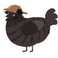 A silver chicken with a bar pattern