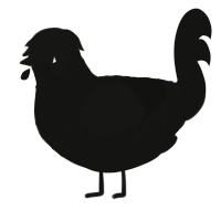 A black chicken with a lace pattern