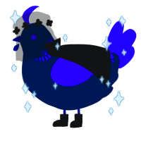 A tumblr and indigo chicken with a neck-band pattern