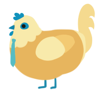 A orange and honey chicken with a head pattern