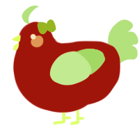 A red and gluppy chicken