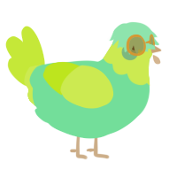 A spring and lime chicken with a head pattern
